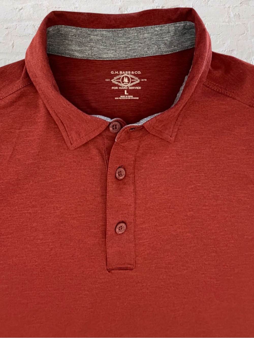 G.H. Bass Slub Jersey Polo Shirt Men’s L Red Stretch Performance Casual - Picture 2 of 9